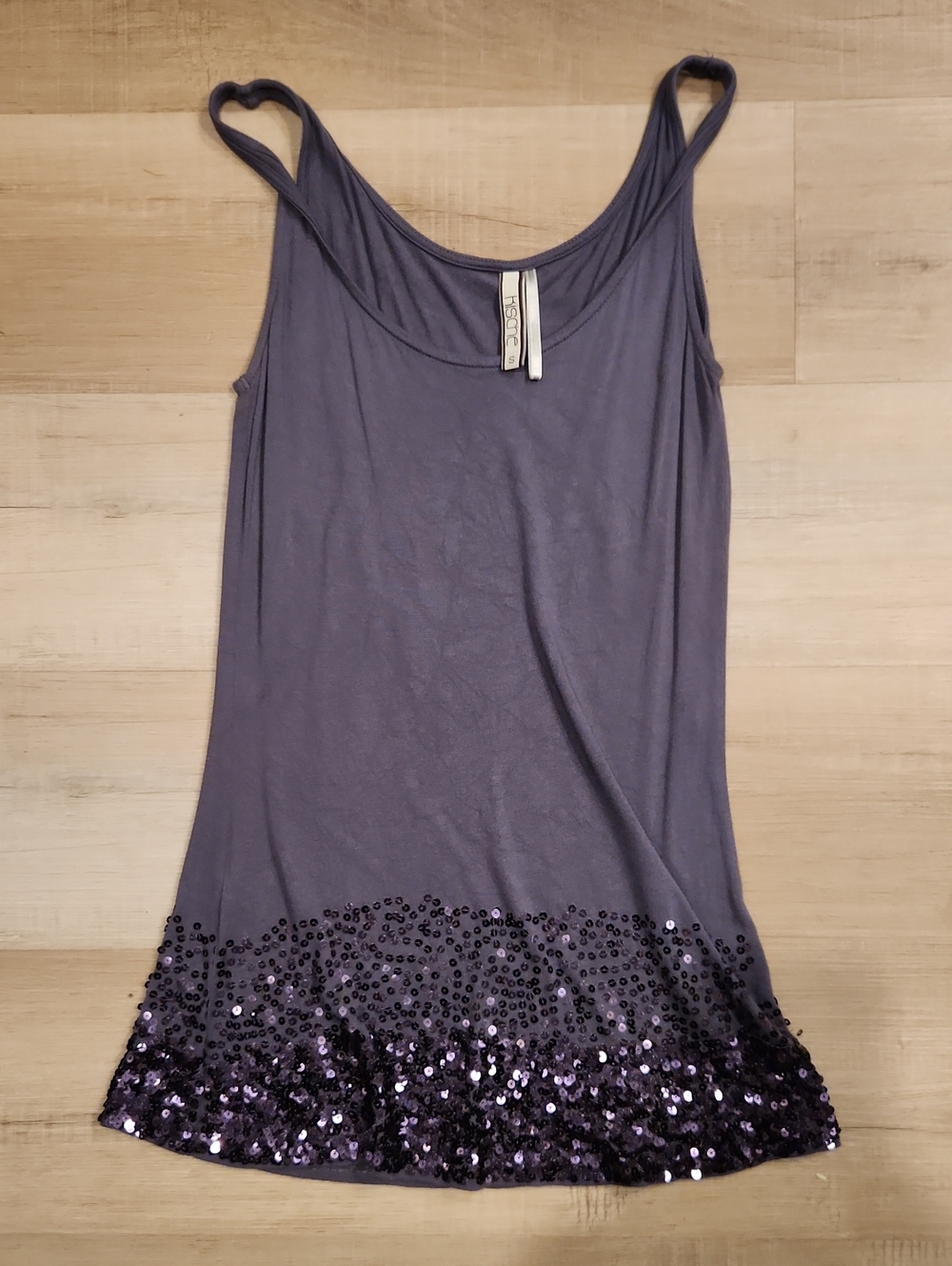 Kische Purple Sequin-Hem Camisole Tank Top